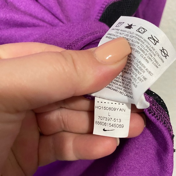 Nike Dri-Fit Purple Long Sleeve Top Mesh Sheer Cutout’s-L - Picture 9 of 10